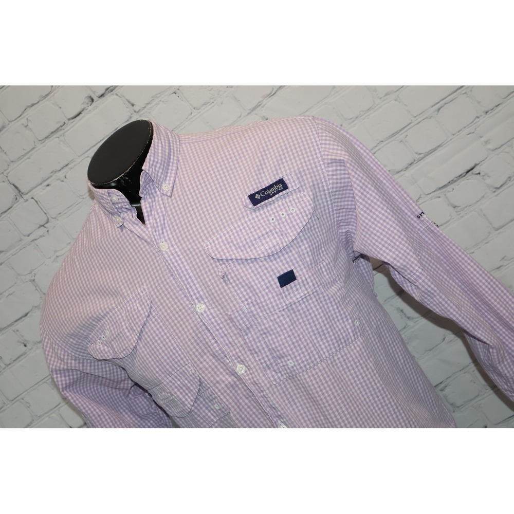 Columbia PFG Super Bonehead Mens Small Gingham Performance Fishing Gear Shirt